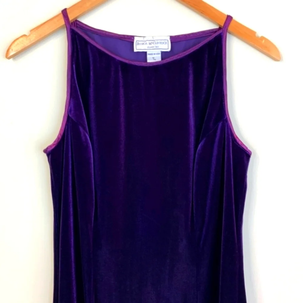 💜 Luxe Vtg 90's Jessica McClintock Gunne Sax Royal Purple Cocktail Dress - 9/10 - Picture 4 of 16